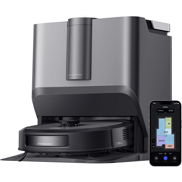 Eureka J20 Black robotas siurblys su plovimo funkcija 8000 Pa su LiDAR ir stotele